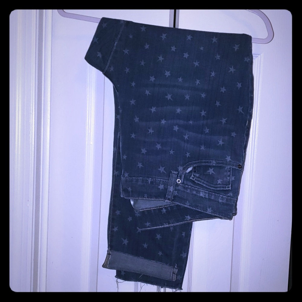 Plus size star print stretch denim jeans